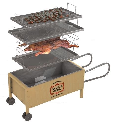 pig roast steel box asador|caja asadora roasting box.